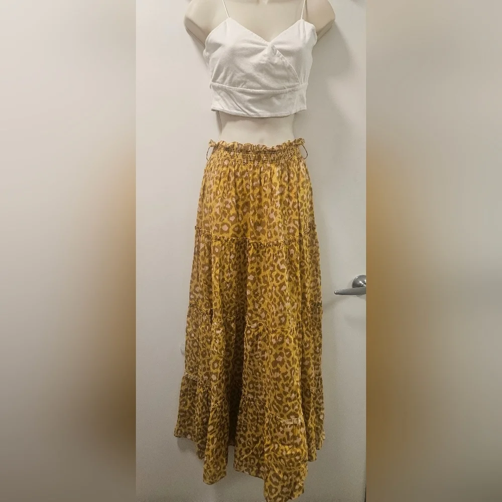 Zimmermann Carnaby Leopard-Print Cotton-Voile Maxi Skirt Mob Wife Size 1 - Picture 4 of 7